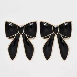 LAST ONE!! NEW Sugarfix Baublebar Black Bow Enamel Earrings